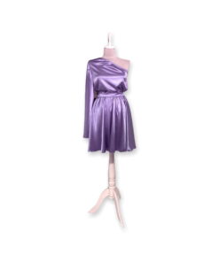 Rochie scurta din satin cu o maneca clopot RMC004