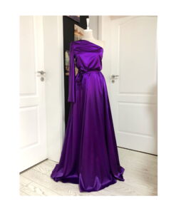 Rochie lunga din satin cu o maneca clopot RMCL001
