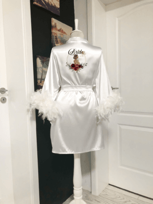 Halat Mireasa Personalizat Alb Universal cu Pene 2024138