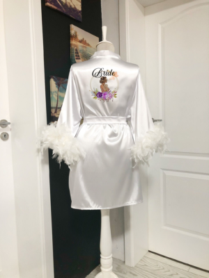 Halat Mireasa Personalizat Alb Universal cu Pene 2024140