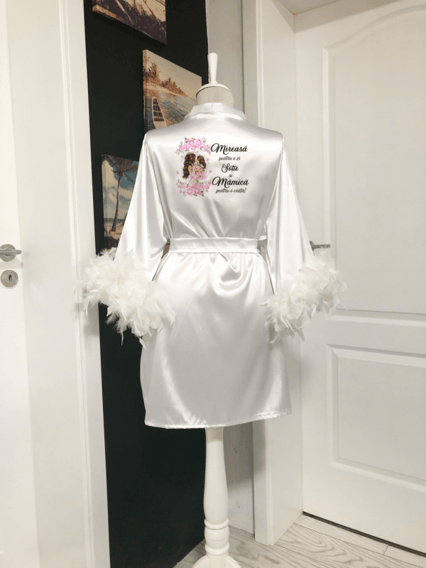Halat Mireasa Personalizat Alb Universal cu Pene 2024252