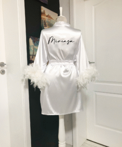 Halat Mireasa Personalizat Alb Universal cu Pene 2024255