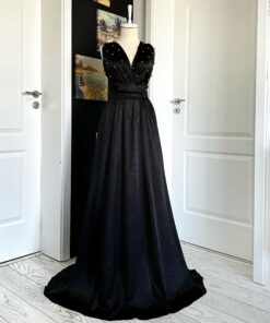 Rochie Versatilă lunga din Satin cu Perle Aurii 202429