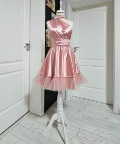 Rochie Versatilă scurta din Satin cu Bordura de Tulle 20245