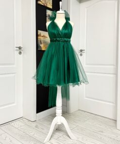 Rochie versatila scurta din satin si tulle cu guta 202430