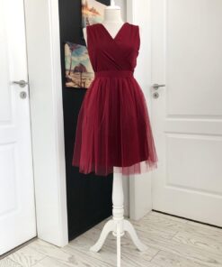 Rochie scurta din lycra cu bust petrecut si tulle 202432