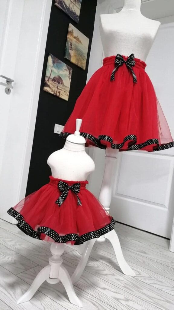 Set fuste din tulle si bordura satin pentru mama si fiica 2024275