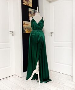 Rochie lunga din satin cu bust petrecut și crepe petrecut 2024379