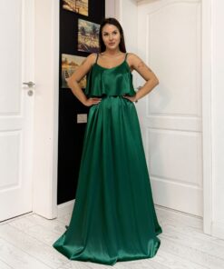 Rochie domnisoara de onoare lunga cu volan 20251