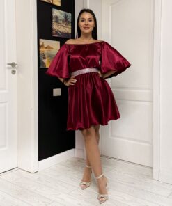 Rochie domnisoara de onoare scurta universala cu maneci clopot 20253