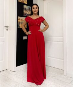 Rochie domnisoara de onoare lunga cu perle 202511