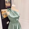 Rochie domnisoara de onoare lunga pe o parte din satin 202556