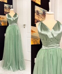 Rochie versatila lunga din satin si tulle universala 202557U