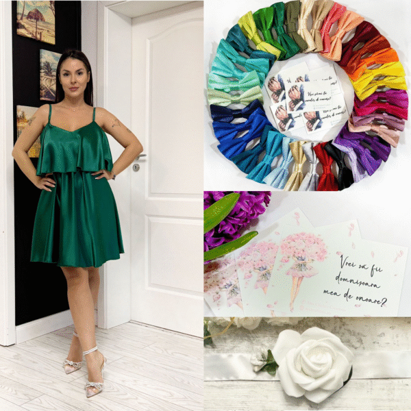 Pachet Special: Rochie Domnișoară de Onoare - Papion - Brățară - Invitații cod15