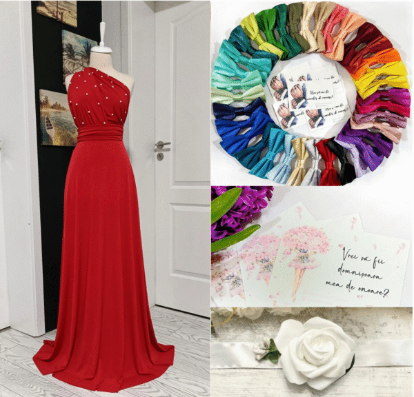 rochie domnisoara de onoare din lycra cu perle