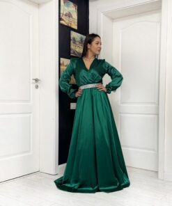 Rochie lunga cu bust petrecut si maneci lungi 202616