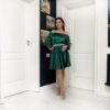 Rochie scurta cu umeri goi mâneci clopot și perle 202611