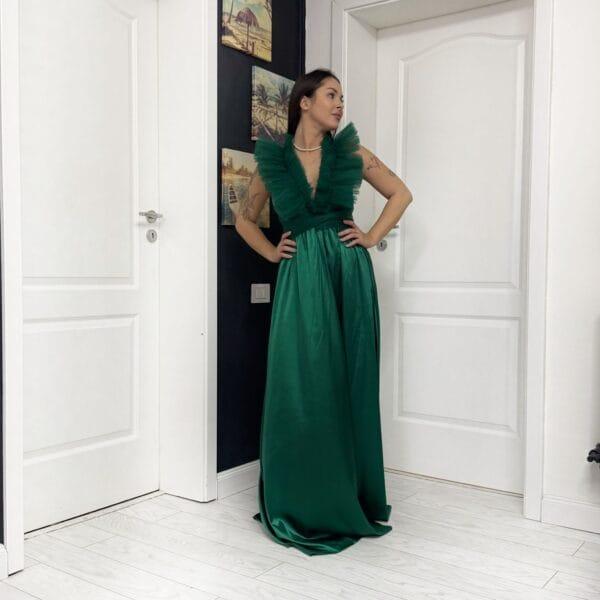 Rochie versatila lunga cu bordura de tulle pe bust si jos 202620