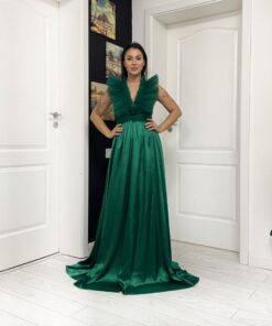 Rochie versatila lunga cu bordura de tulle pe bust si jos 202620