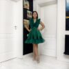 rochie versatila scurta cu bordura de tulle pe bust si jos