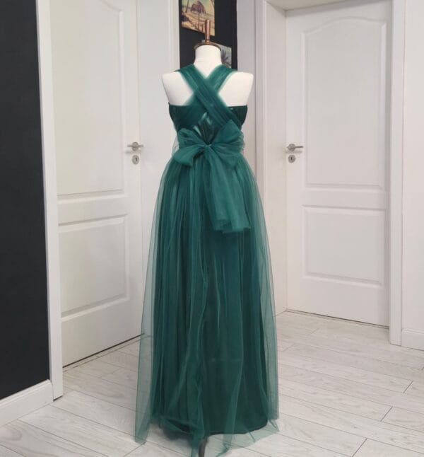 Rochie versatila lunga cu bustul si spatele acoperit cu tulle si bretele din tulle 202626