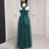 Rochie versatila lunga cu bustul si spatele acoperit cu tulle si bretele din tulle 202626U