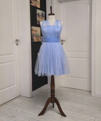 Rochie versatila scurta din lycra cu bustul si spatele acoperit cu tulle si bretele din tulle 202931U