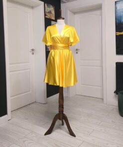 Rochie versatila scurta din satin cu bretele late 202628