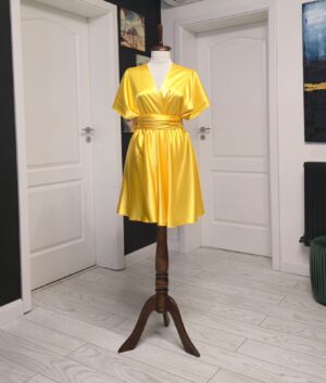 Rochie versatila scurta din satin cu bretele late 202628U