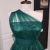 Rochie versatila scurta din satin cu bustul si spatele acoperit cu tulle si bretele din tulle 202629