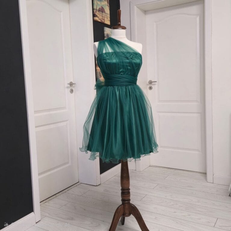 Rochie versatila scurta din satin cu bustul si spatele acoperit cu tulle si bretele din tulle 202629U