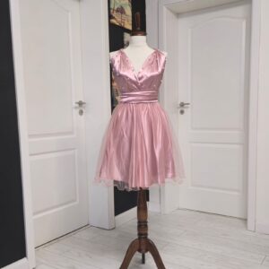 Rochie versatila scurta din satin si tulle cu perle 202630U