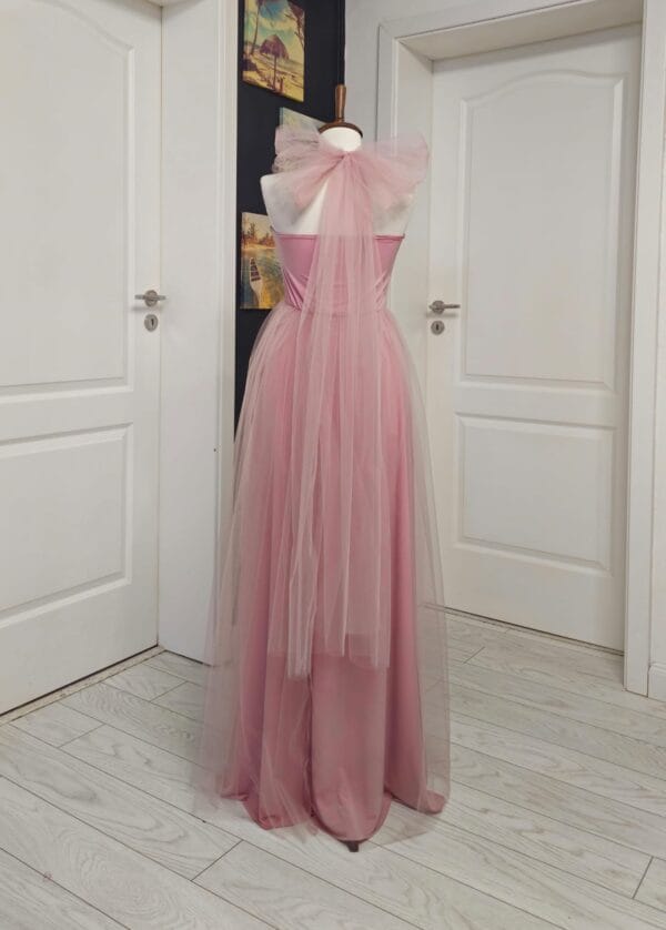 Rochie versatila lunga din lycra cu bustul si spatele acoperit cu tulle si bretele din tulle 202627