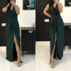 Rochie de ocazie lunga cu bust rasucit si crepe