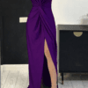 Rochie de ocazie lunga cu bust rasucit si crepe