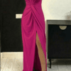 Rochie de ocazie lunga cu bust rasucit si crepe